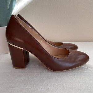 Plaza de Armas Brown Faux Leather Rounded Toe Block Heels Women’s MEX25.5 US8.5